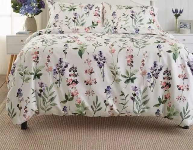 Deyongs Cottage Garden Cotton Sateen Duvet Set and Pillowcase, White Multicolour, W/D/H: 180 x 200 cm – 1