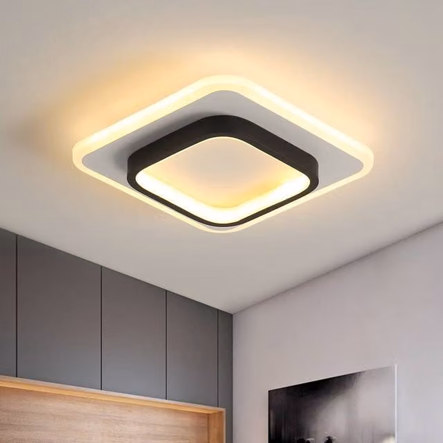 Goeco Modern Square LED Ceiling Light, 24W, Warm White 3000K, Black – 1