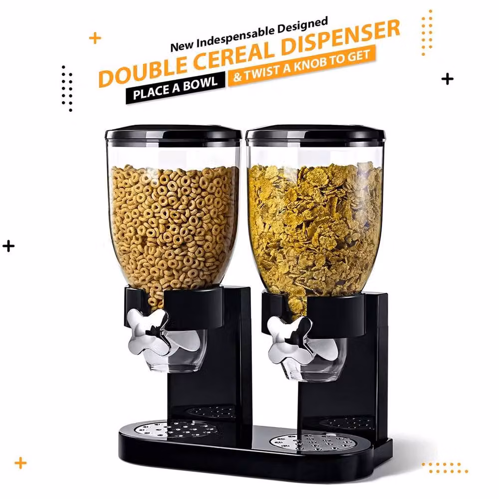 KORVIXA Double Cereal Dispenser Food Storage in Black, Width: 100 cm – 4
