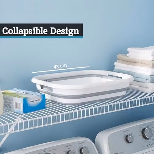 Orsina Collapsible Laundry Basket with Handles, Grey and White – 2