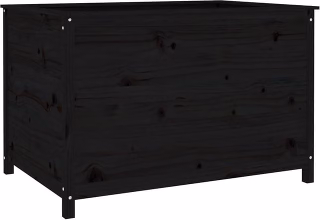 Berkfield Home Garden Black Solid Wood Pine Raised Bed W: 119.5 cm, D: 82.5 cm, H: 78 cm