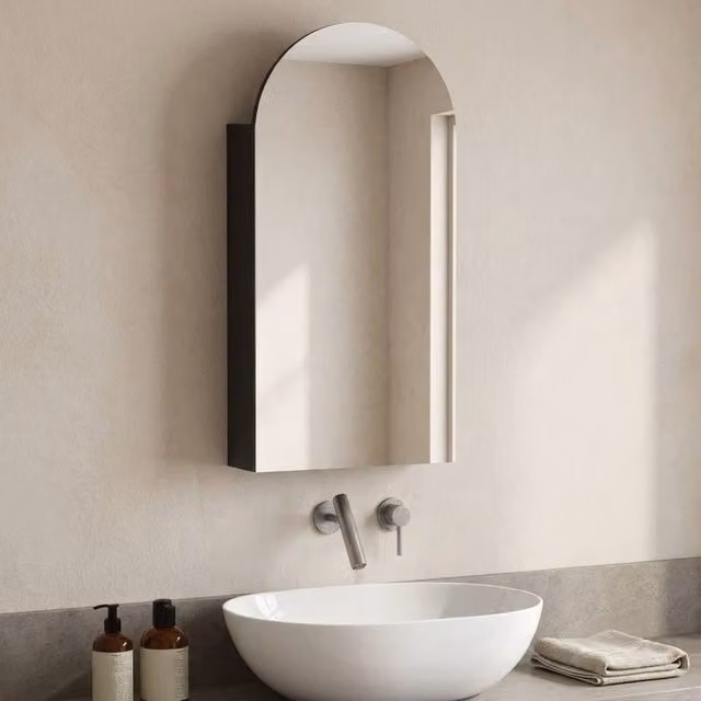 STILVORA Modern Black Wall Mounted Bathroom Mirror Cabinet with Internal Shelves and Hinged Doors W/D/H: 80 x 40 x 1 cm