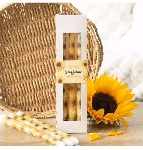KDMD Set of 3 Sunflower Taper Candles in Yellow – 1
