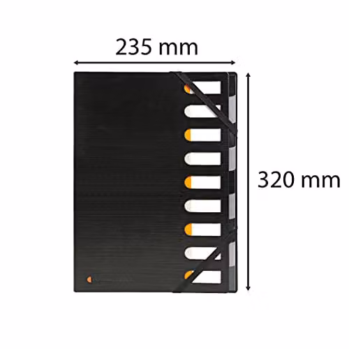 Exacompta Exactive Harmonika Expanding Spine Multipart File, Black, A4, 9 Tabbed Sections, PP Cover – 2