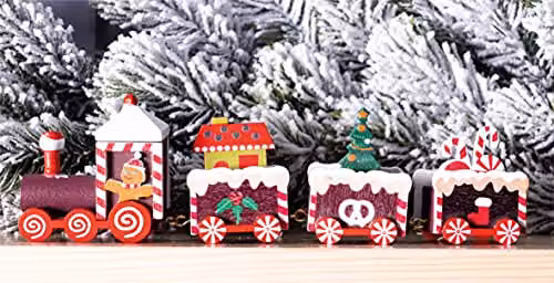 St Helens Home & Garden Wooden Christmas Pudding Train Set Decoration in Multicolour – 1