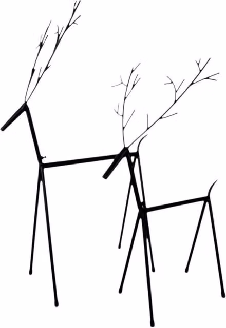 Four Candle Set of 2 Black Metal Reindeer Christmas Tabletop Decorations – 1