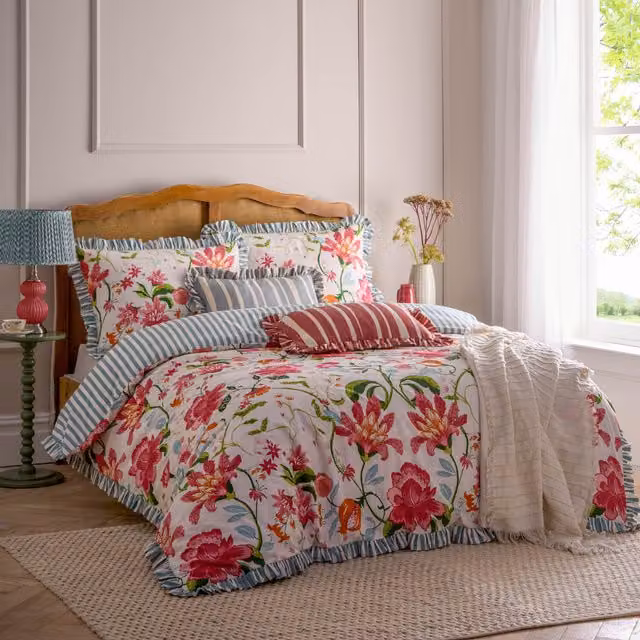Make It A Home Claudia Floral Duvet Cover Set, Multicolour and Pink, 180 x 200 cm
