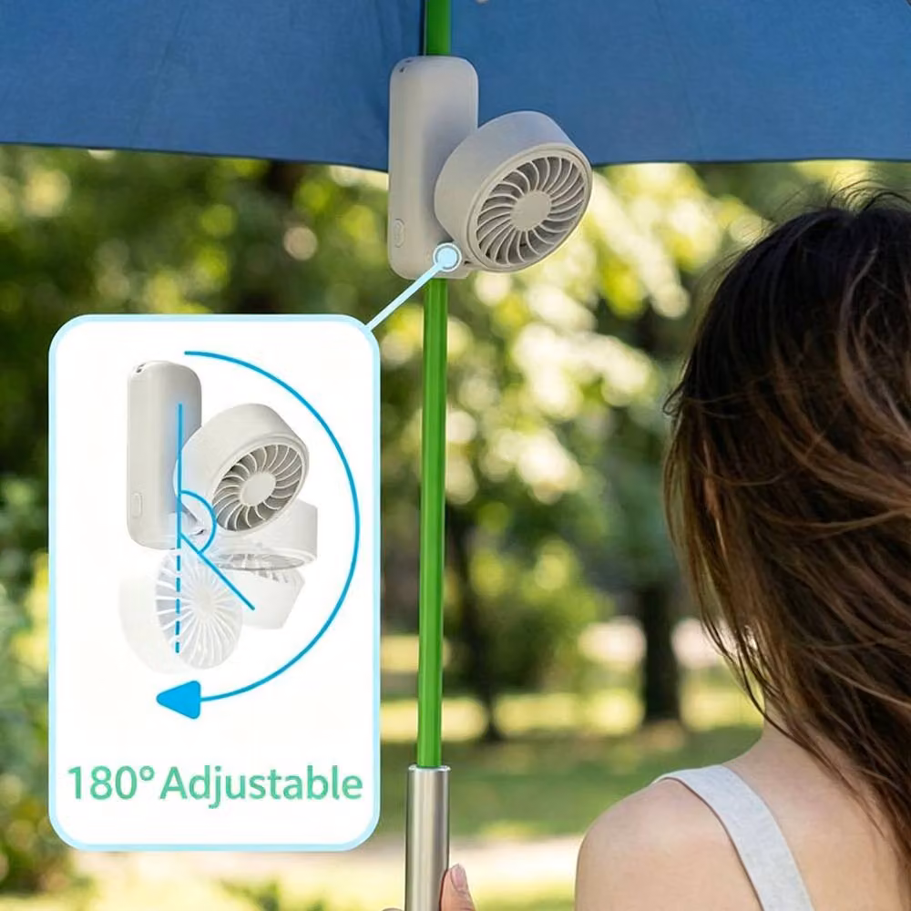 Quipulse Rechargeable Mini Multifunctional Umbrella Clip Fan in Black – 3