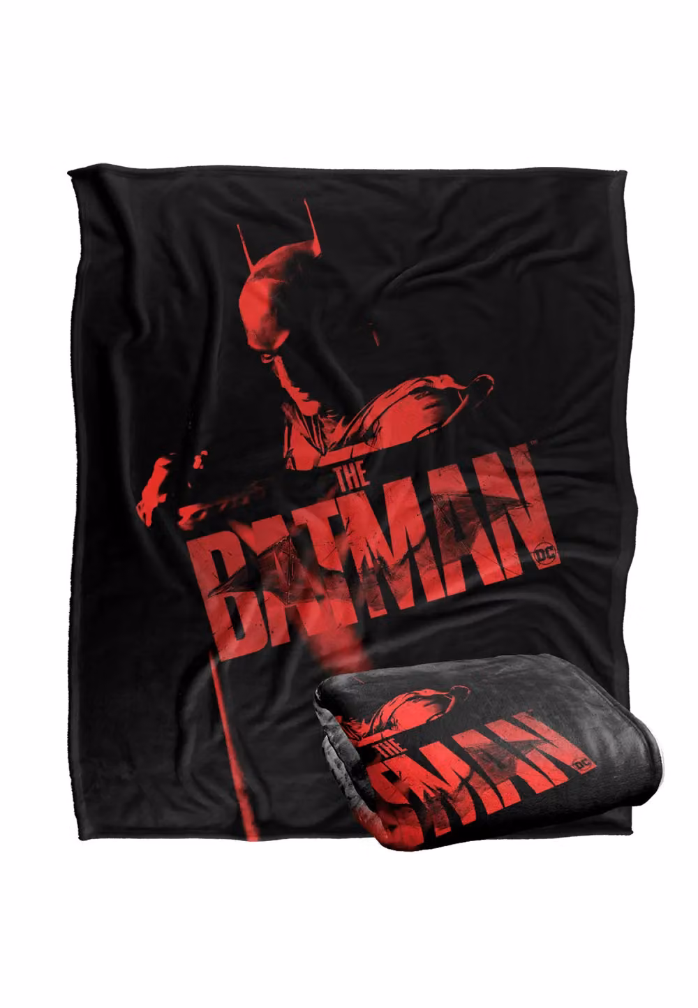 DC Comics The Batman (2022) Monochromatic Red Blanket, White, W: 152 cm, D: 127 cm – 2