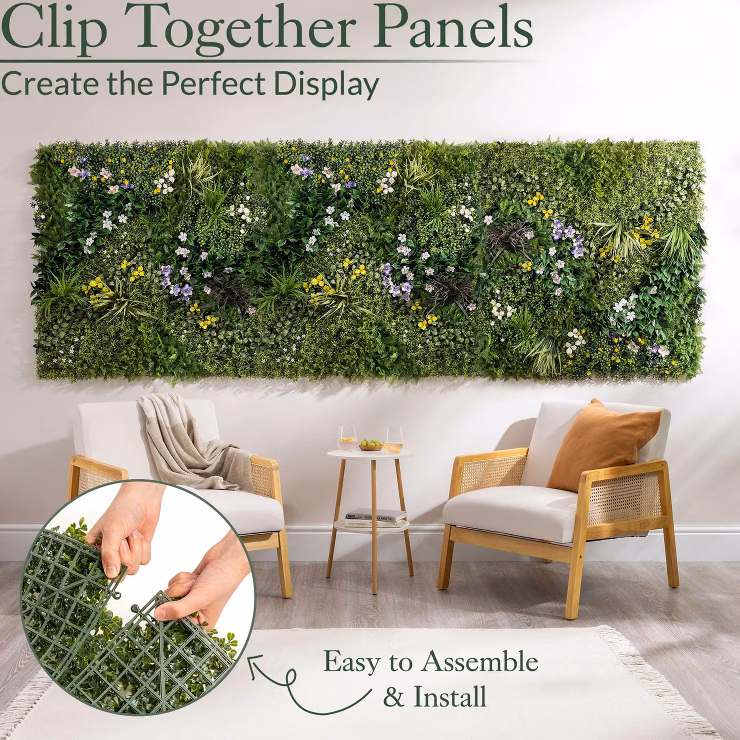 Christow Artificial Green Plant Living Wall Panels with Multicolour Floral Foliage for Indoor and Outdoor Use – 5