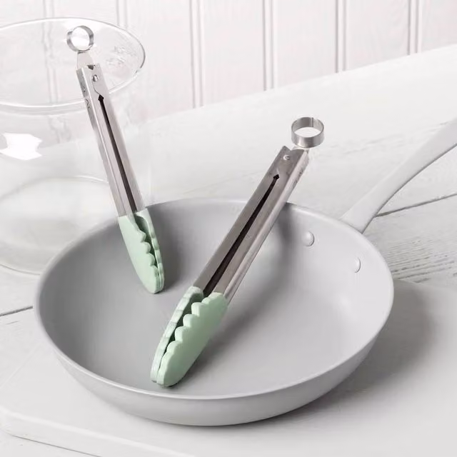 Zeal Silicone and Stainless Steel Non-Scratch Kitchen Tongs, Set of 2, Green – 1