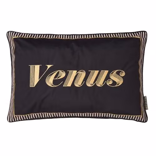 Laurence Llewelyn-Bowen Venus Signature Velvet Rectangular Cushion in Black and Gold, W: 60 cm, H: 40 cm, D: 40 cm – 2