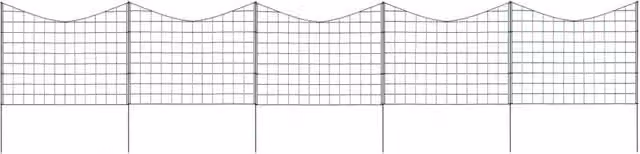 Berkfield Home Lower Arch Garden Fence Set, Green Powder-Coated Steel, W: 77.5 cm, H: 64 cm