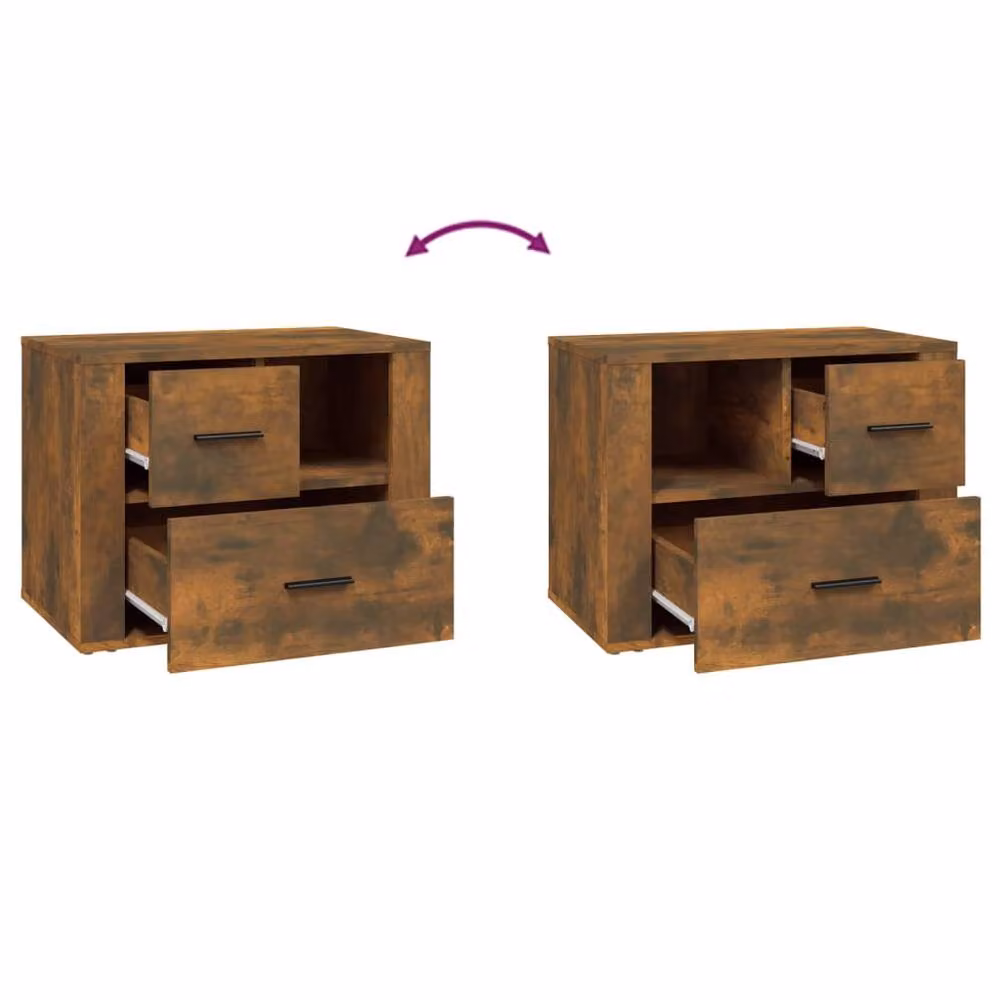 Berkfield Home Smoked Oak Bedside Cabinet in Brown, W/D/H: 60 x 36 x 45 cm – 5