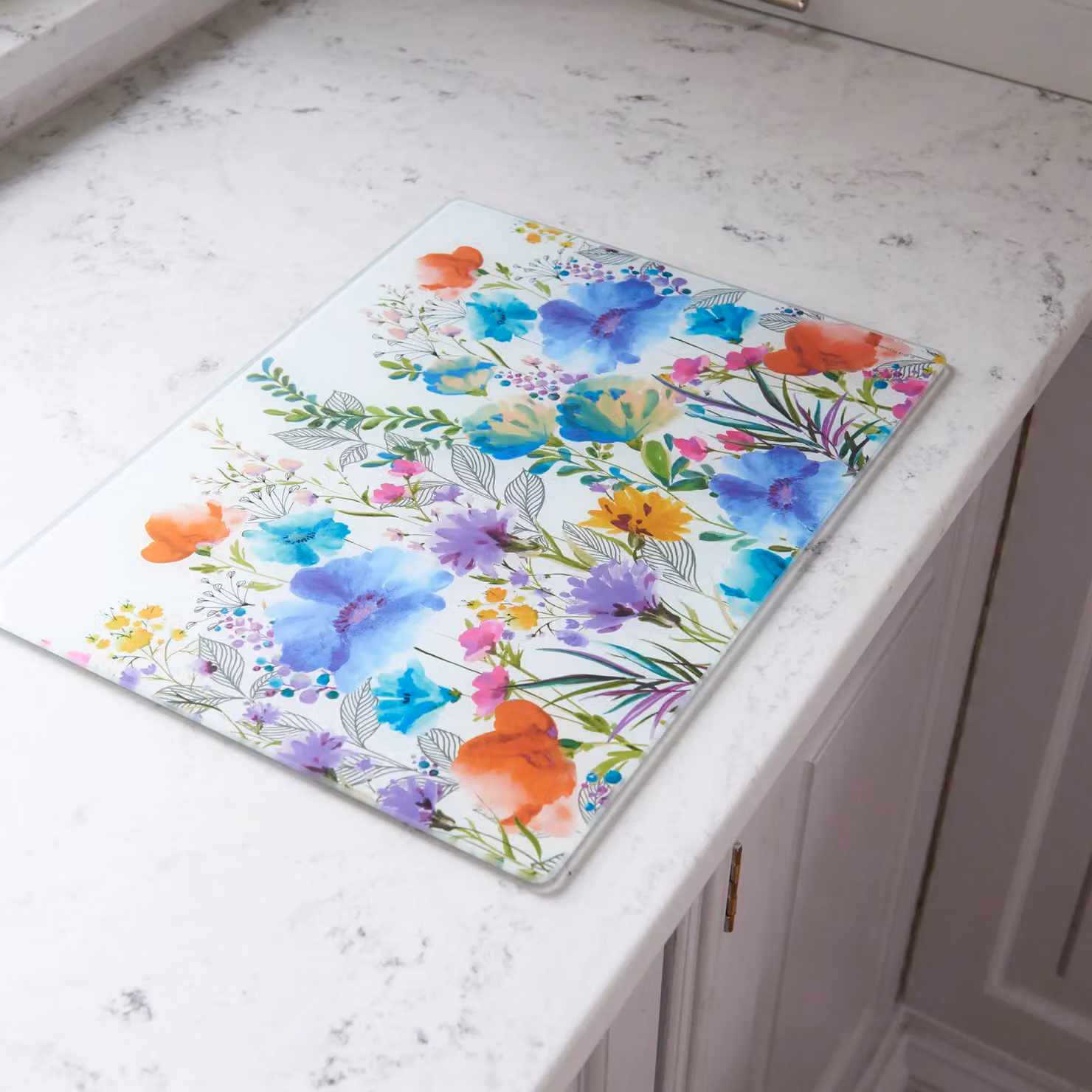 Creative Tops Glass Worktop Saver in Meadow Floral Design, Multicolour, W: 40 cm, D: 30 cm – 5