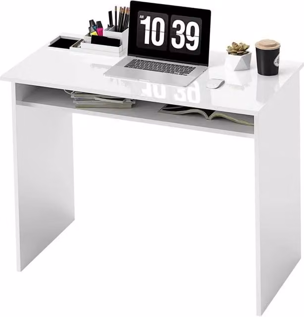 Nordara White Modern Computer Desk for Home Office, W/D/H: 90 x 50 x 74 cm