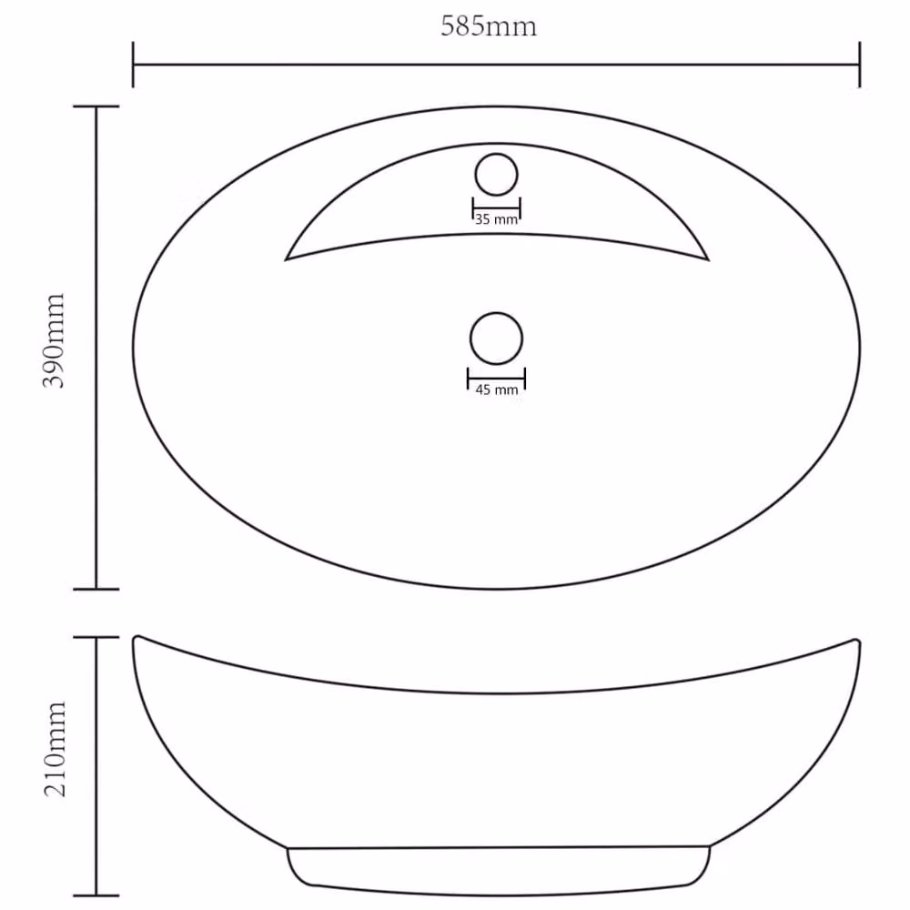 Berkfield Home Luxury Oval Ceramic Countertop Basin with Overflow in Tan, W: 58.5 cm, D: 39 cm – 4