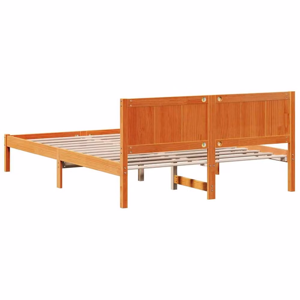 Berkfield Home Solid Pine Wood Bed Frame in Wax Brown, W/D/H: 150 x 200 cm – 3