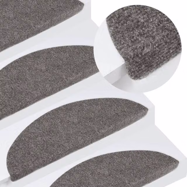 Berkfield Home Self-adhesive Non-slip Stair Mats, 15 Pieces, Grey, W/D/H: 56 x 17 x 3 cm – 1