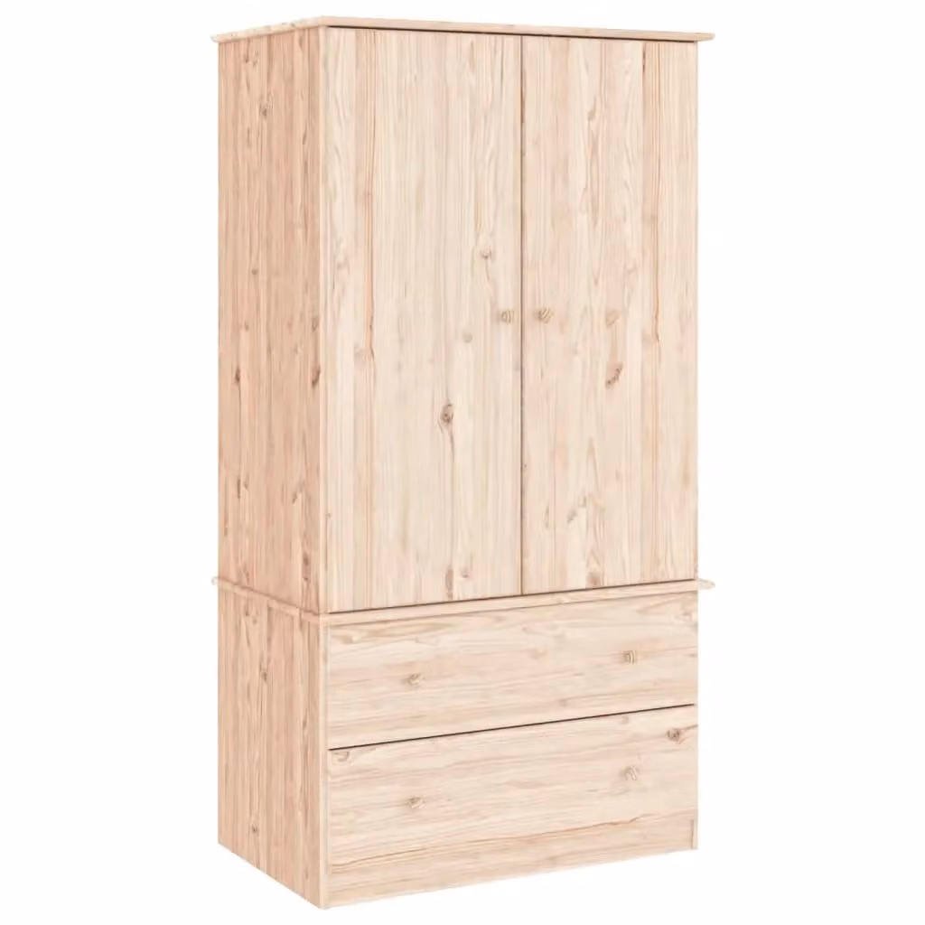 Berkfield Home ALTA Wardrobe in Brown Solid Pine, W/D/H: 90 x 55 x 170 cm