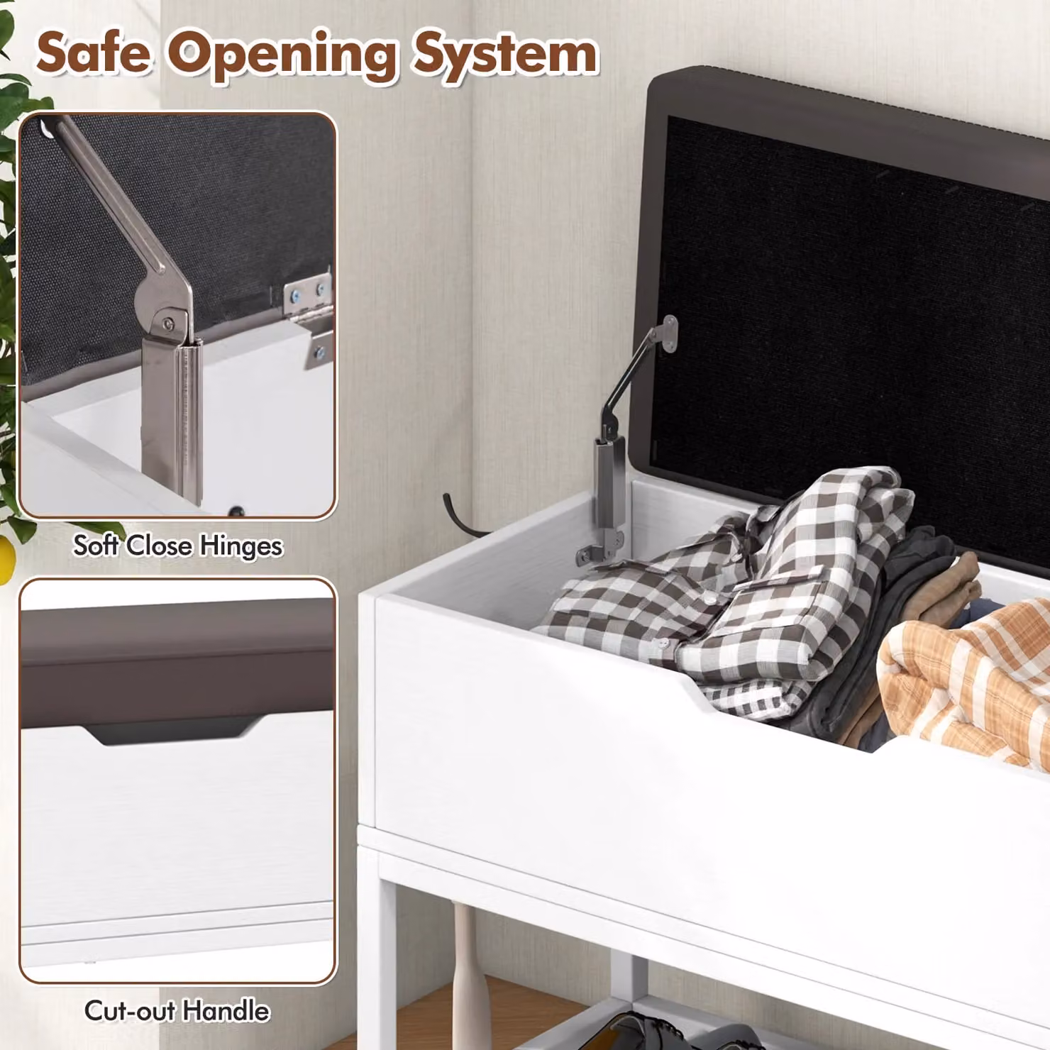 Gymax White Shoe Storage Bench with Flip Top and 2 Drawers – 5