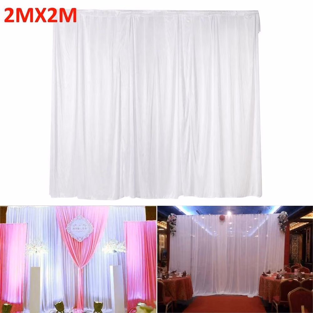 Nordara White Satin Plain Fabric Panel Curtain Background W: 200 cm, H: 200 cm – 2