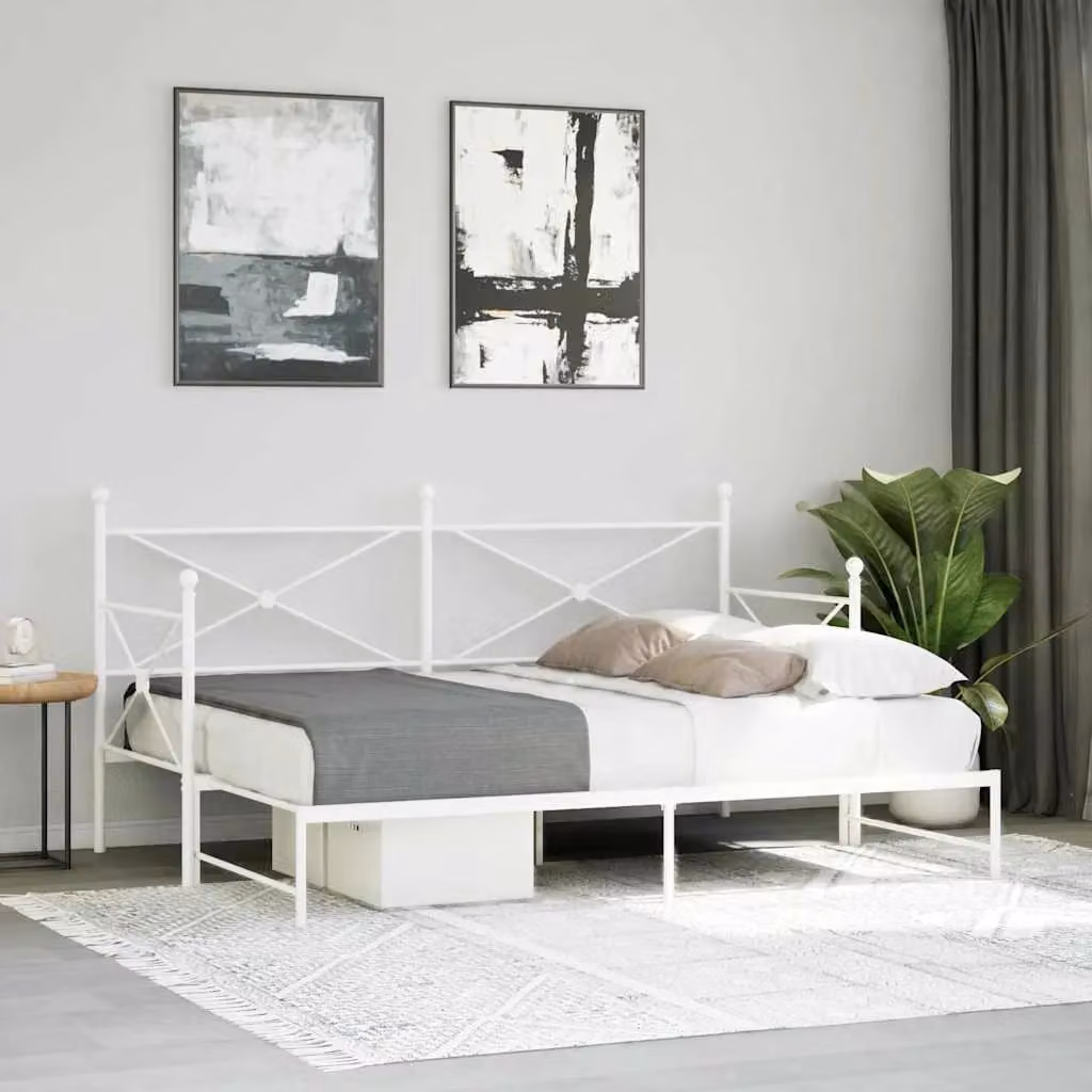 Berkfield Home Metal Daybed with Trundle in White, W/D/H: 90 x 200 cm – 2