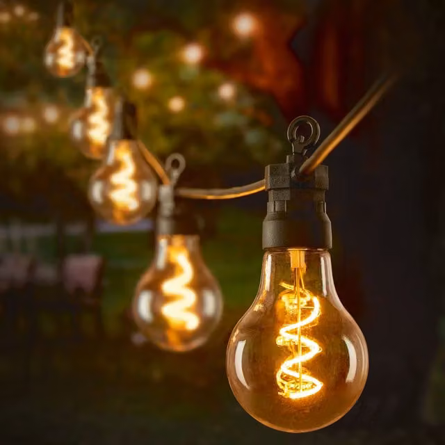 Premier 10 Bulb Connectable Warm White LED Festoon String Lights with Vintage Bulbs
