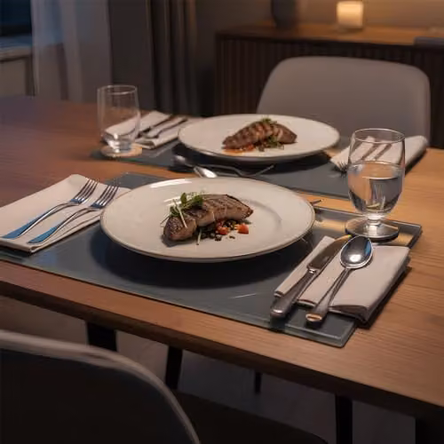 Harbour Housewares Grey Glass Placemats, Pack of 6, W: 30 cm, D: 20 cm – 6