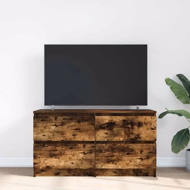 Berkfield Home Smoked Oak TV Cabinet in Brown, W/D/H: 100 x 35 x 54 cm – 1