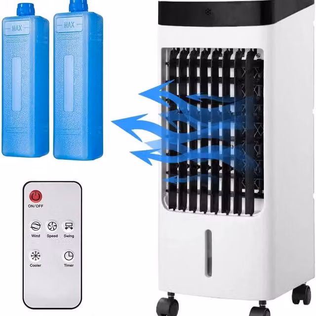 Almineez Portable Evaporative Air Cooler Fan with Remote Control and 4L Tank, White