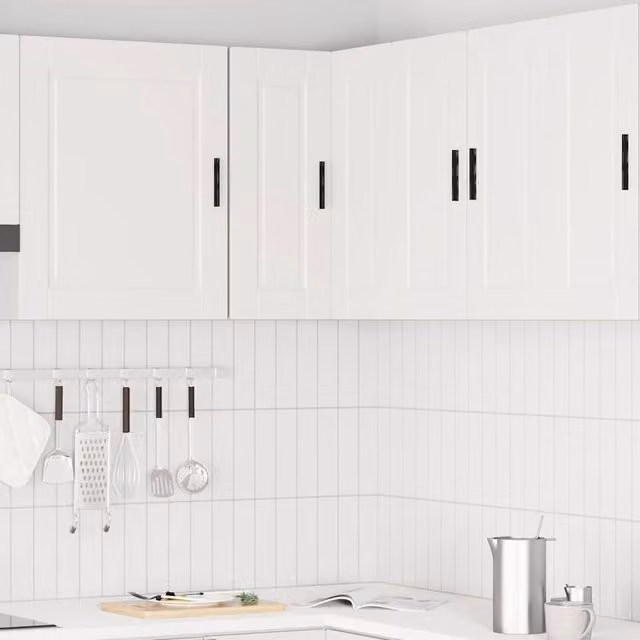 Berkfield Home Porto White Wall Mounted Kitchen Corner Cabinet in Engineered Wood