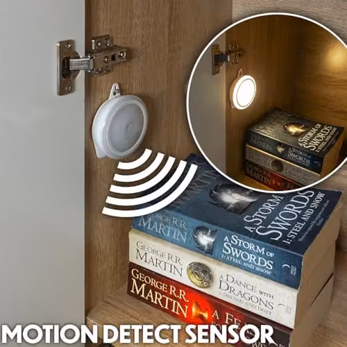 mysmartbuy Battery Powered Round Motion Sensor LED Night Light in White, H9 x W8 x D2 cm – 2