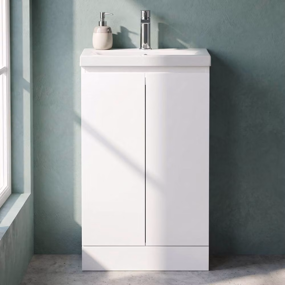 Balterley Mavesyn Contemporary 2 Door Freestanding Vanity Basin Unit, Matt White, Width: 50 cm – 2