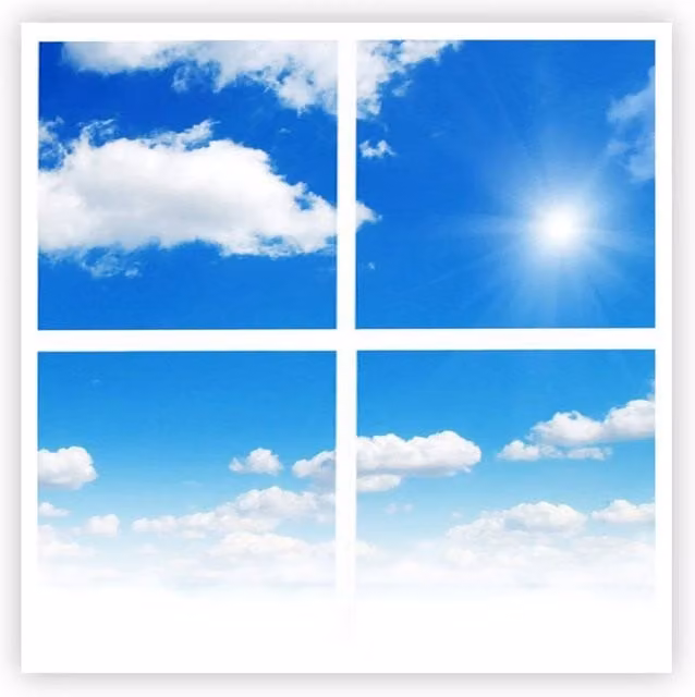 ENER-J SKY Cloud LED Ceiling Panel Set of 4, 40W, 6000K Daylight, White, W/D/H: 60 x 60 x 60 cm