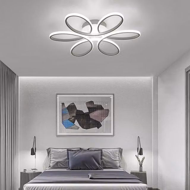 Livingandhome White Acrylic Petal LED Ceiling Light, Diameter: 58 cm