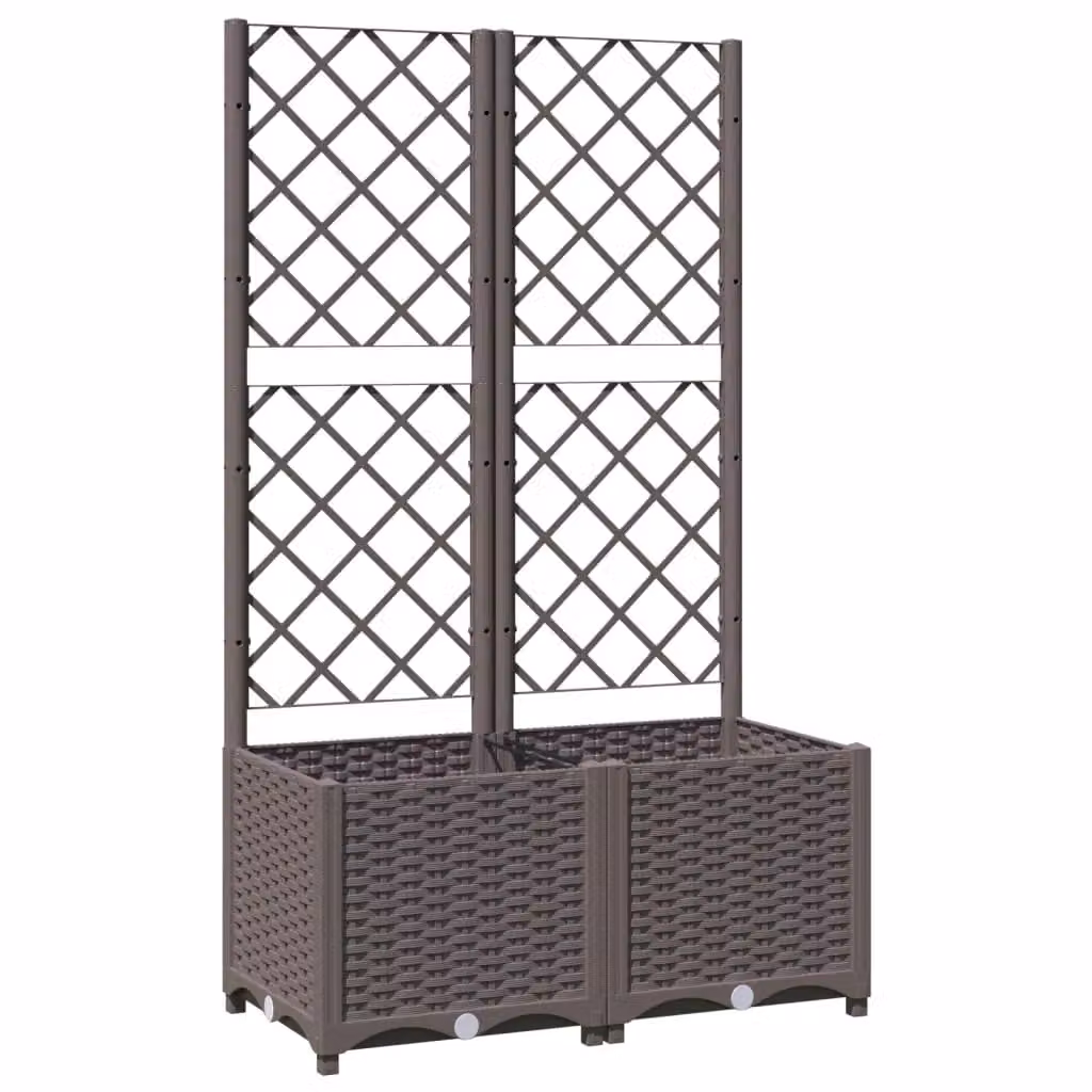 Berkfield Home Garden Planter with Trellis in Brown, W/D/H: 80 x 40 x 136 cm – 2
