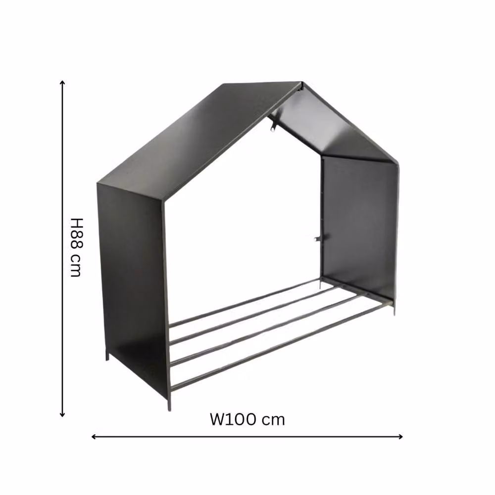 Lemon Pavilion Grey Galvanised Steel Outdoor Log Storage, W100 x D38 x H88 cm – 4