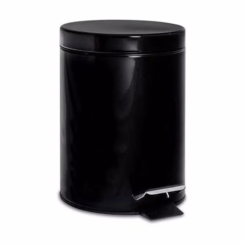 Harbour Housewares 3L Round Stainless Steel Pedal Bin with Removable Inner Bucket - Black