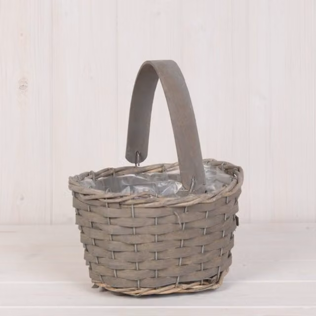 KDMD Small Greywashed Woodchip Trug with Flexi Handle in Grey