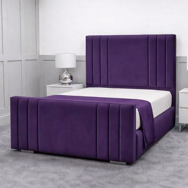 Living Comfort Bedz Canberra Super King Upholstered Velvet Gas Lift Storage Bed in Purple, W/D/H: 200 x 200 cm