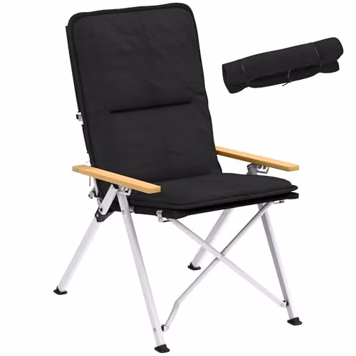 Outsunny Padded Outdoor Recliner Chair with Armrests and Cushions, Black – 1