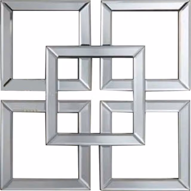 DEENZ Large Geo Geometric Square Style Wall Mirror in Silver