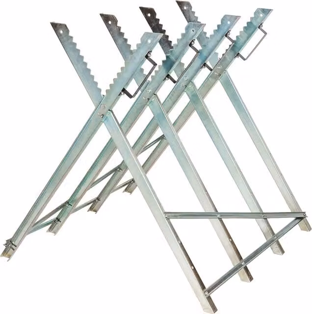Tectake Foldable Steel Sawhorse with 4 Stem Holders in Grey and Silver