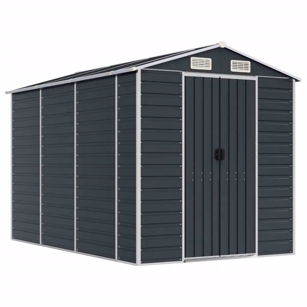 Berkfield Anthracite and Black Galvanised Steel Pent Garden Shed, W/D/H: 191 x 300 x 198 cm – 2