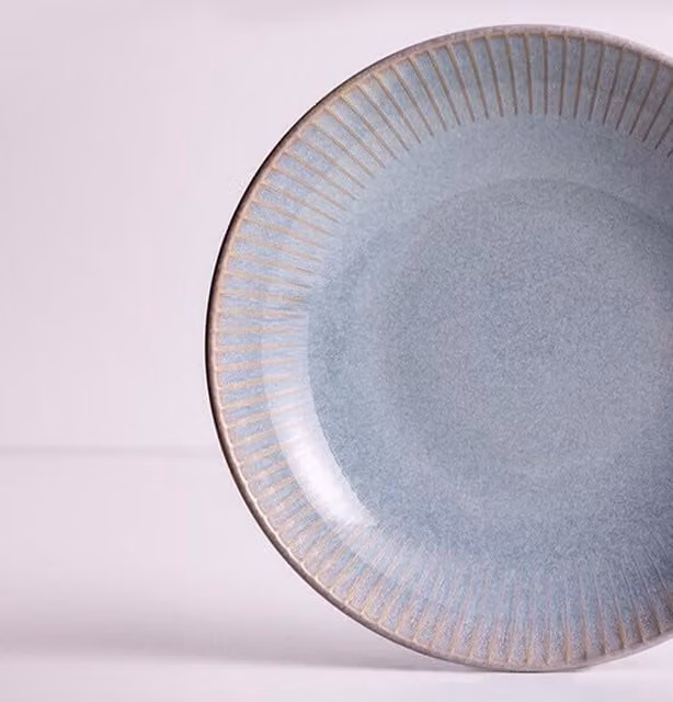 Mason Cash Set of 4 Reactive Linear Stoneware Pasta Bowls, Grey, Diameter: 23 cm