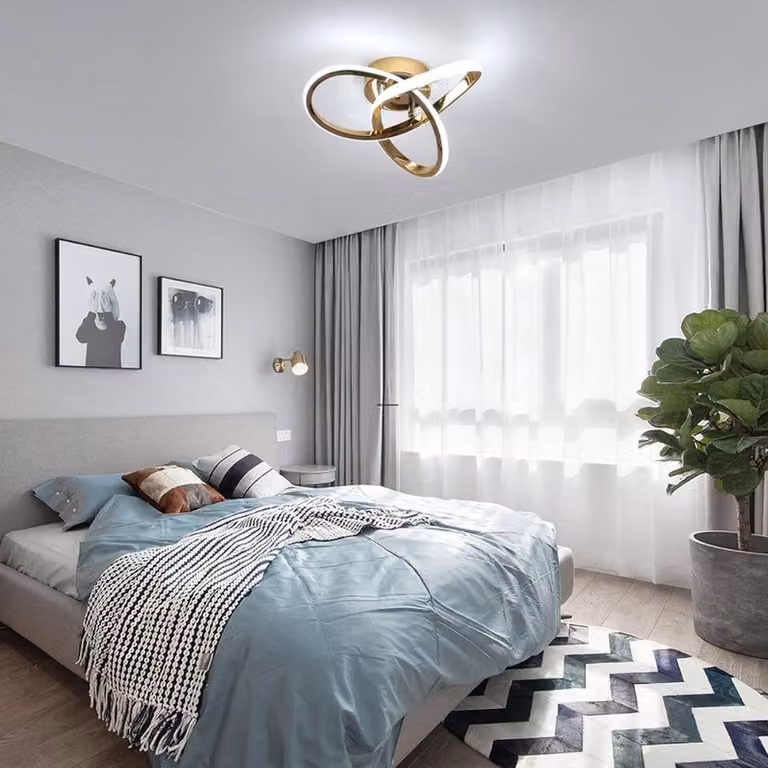 COMELY 22W LED Flower Shape Ceiling Light in Gold/Brass with 6000K Cool White Light