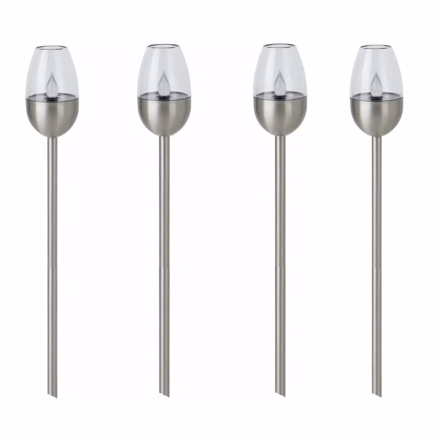 Marco Paul 4pc Solar LED Flame Effect Torch Lights in Silver – 2