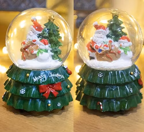 Shatchi Musical Christmas Snowglobe with Santa and Tree Scene in Red, W/D/H: 10 x 10 x 15 cm – 4