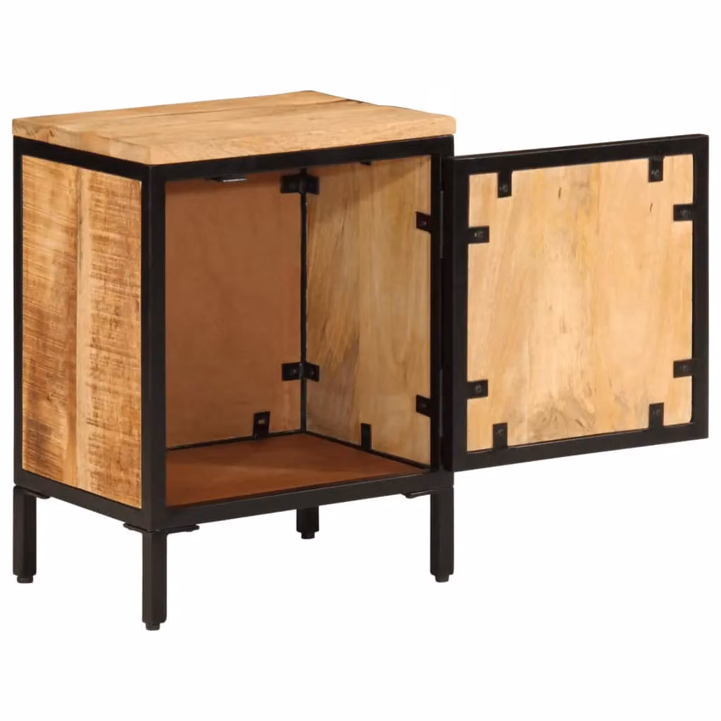 Berkfield Home Bed Cabinet in Brown Solid Rough Mango Wood W/D/H: 40 x 30 x 52.5 cm – 2